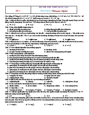 Tuyển chọn 10 Đề thi thử THPT quốc gia môn Vật lý (Có đáp án và lời giải)
